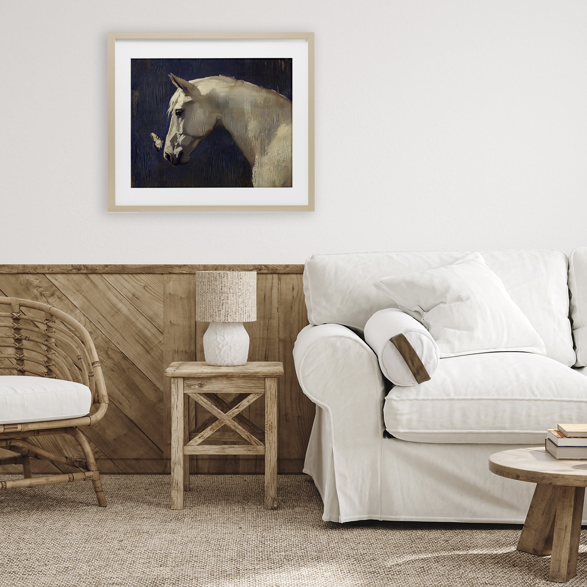 Stupell Industries Peaceful Meeting Horse & Butterfly Birch Framed Print Under Glass, design by Svetlana Aleynikova