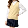 thumbnail image 2 of XRoczxe Kids V‑Neck Knit Vest, Unisex Boys Girls Solid‑Color Sleeveless Sweater Vest, Preppy School Casual Layering Tank Top, 2 of 8