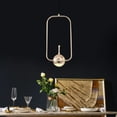 thumbnail image 6 of DENEST 10W Rectangle Pendant Lamp, Gold, Warm Light, 2800-3200K, Chain Length Adjustable LED Light Fixture for Dinning Room, 6 of 11