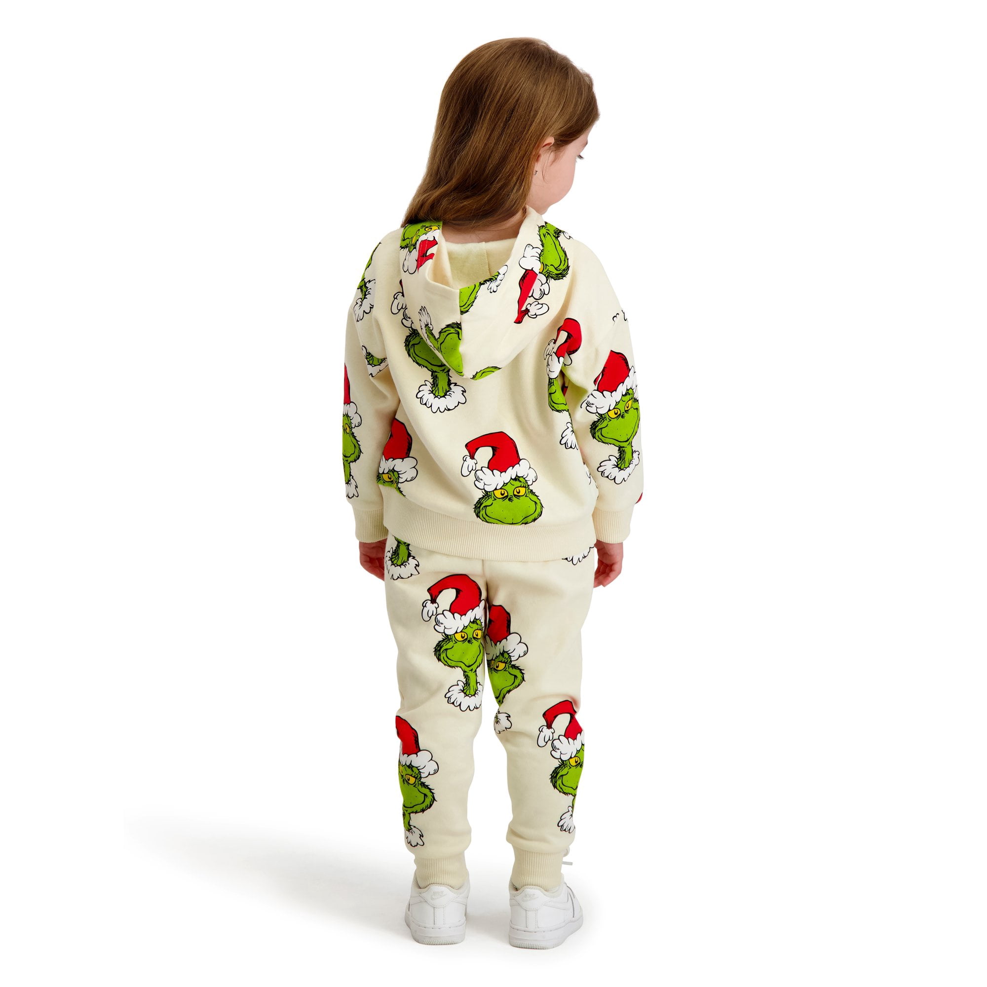 Hooded Grinch Printed Sweatshirt and Jogger Set, Beige, 18M
