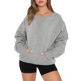thumbnail image 2 of Lmnyox Women's Crew Neck Pullover with Pocket Soft Casual Long Sleeve Sweatshirts Fall Loose Basic Clothes, 2 of 5