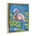 thumbnail image 3 of Stupell Industries Balancing Flamingo & Lily Pads Animals Painting Gold Floater Framed Canvas Art Print Wall Art, 25 x 31, 3 of 9