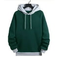 thumbnail image 2 of Mens Hoodies Pullover Autumn Winter Long Sleeve Color Blocke Pocket Patchwork Fall Clothes Tops Hooded Sweatshirts Green S, 2 of 4