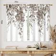 thumbnail image 6 of Grey Eucalyptus Botanical Kitchen Curtains Black White Leaves Bathroom Curtains Window Treatment Drapes Tier Flower Floral Cafe Small Bedroom Short French Door Curtains 2 Panels 28x40 Inch, 6 of 8