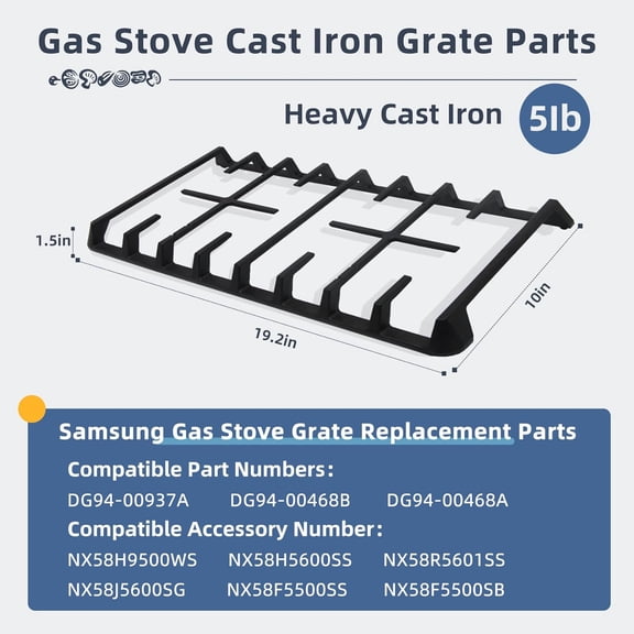 DG94-00937A Cast Iron Gas Stove Grate Replacement for  Gas Stove