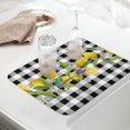 thumbnail image 5 of Summer Lemon Buffalo Plaid Dish Drying Mats for Kitchen Counter,Black White Yellow Microfiber Absorbent Dish Drainer/Rack Mat,Reversible Hangding Quick Drying kitchen Mat,16x18inch Machine Washable, 5 of 6