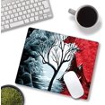 thumbnail image 6 of Mouse Pad, Computer Mouse Pad with Designs, Square Mouse Mat Waterproof Mousepad Non-Slip Rubber Base Mouse Pads for Office Laptop, Ice and Fire Tree, 6 of 6