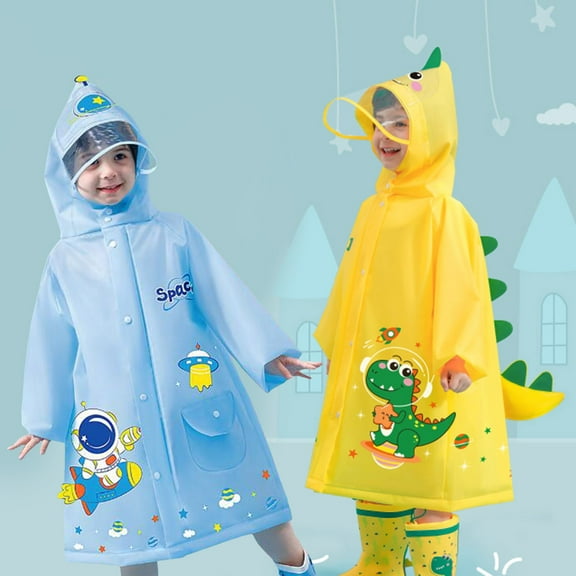 Rain Coat Children'S Raincoat Girl Boy Baby Raincoat Rainproof Toddler Hooded Blue Rain Poncho 4-5.5 Years
