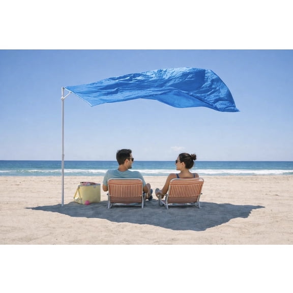 The Strand Umbrella Flat Beach Umbrella, Collapsible Blue