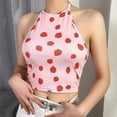 thumbnail image 2 of ibuvkizy Womens Tank Tops Loose Fit,Women's Fashion Casual Sleeveless Strawberry Print Hanging Neck Short Vest,Gifts for Women, 2 of 9
