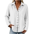 thumbnail image 4 of Perfectbot Women's Cotton Linen Button Down Shirts, Casual Long Sleeve Blouse with Chest Pocket & Back Pleat, 4 of 8
