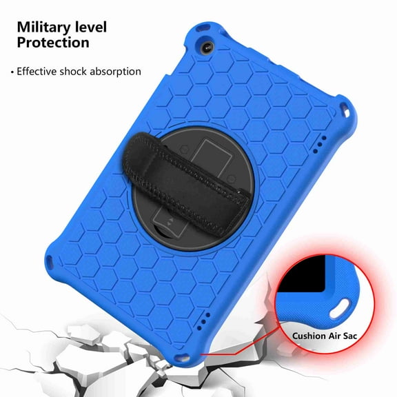 Fire HD 10 Case 9th/7th/5th Gen (2019/2017/2015 Release) Tablet Case, Dteck Hybrid Shockproof Rubber Kids Friendly Protection Hard 360 Rotatable Built-in Kickstand Cover, Blue Black