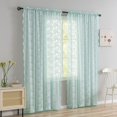 thumbnail image 2 of Cortinas YJ YANJUN, 2 paneles, encaje aguamarina, 132 x 213 cm, 2 of 7