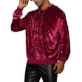 thumbnail image 4 of INSPIRE CHIC Velvet Sweatshirt for Men's Long Sleeves Hooded Pullover Sweatshirts Burgundy L, 4 of 5