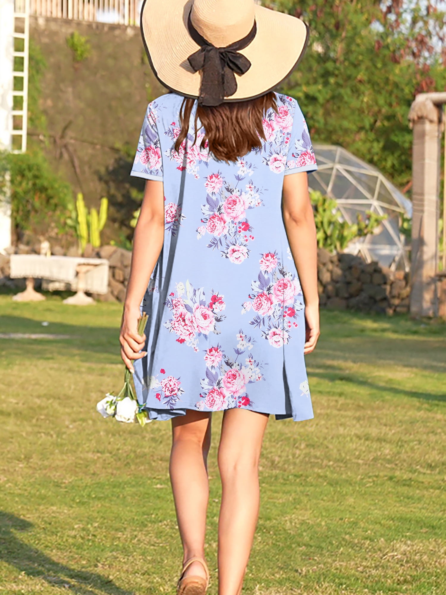 Women Zipper Front Robes Short Sleeve House Coat Zip Up Short Loungewear Dress with Pockets Nightgown Sleepwear Bathrobes