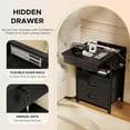 thumbnail image 2 of Hidden Drawer Charging Table - Nightstand with Charging Station and Sliding Top Storage, Black, 2 of 8