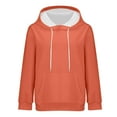 thumbnail image 3 of Women's Solid Color Pullover Hoodie with Drawstring and Side Pockets, French Terry Casual Streetwear Sweatshirt for Lounge Comfort, Daily Wear and Outdoor Activities Orange XXL, 3 of 8