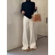 thumbnail image 1 of Pantalones de punto ajustados de cintura alta para mujer de otoño e invierno, pantalones casuales de pierna recta y pierna ancha, pantalones holgados para mujer, 1 of 6