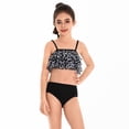 thumbnail image 4 of HCYSFG Cheetah Print Swimsuits For Girls Leopard Print 3 Piece Bathing Suits Square Neck Sleeveless Ruffle Bikini Top Bikini Bottoms And Cover Up Swimwear, 4 of 6
