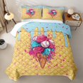 thumbnail image 2 of Castle Fairy Baseball Print Quilt Full,Ice Cream Cone Pattern Full Bedspread Sets,Pink Blue Yellow, 2 of 7