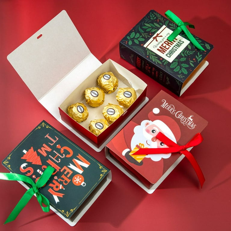 5Pcs Lot Book Designs Party Favour Creative Candy Box Packaging Paper Boxes Christmas Gift Box Biscuit Carrier SANTA GIFT