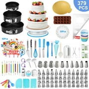 UNBRAND Uarter 379 Pcs Cake Decorating Supplies Kit with Piping Tips, Scrapers, Silicone Baking Pans, Baking Cups, and More