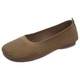 thumbnail image 1 of B91xZ Chaussures Plates pour Femmes Bout Rond Chaussures Plates à Enfiler pour Filles Ballerines, Café 6.5, 1 of 5