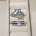 thumbnail image 5 of Hitanshu Jewels 14K White Gold Plated His & Her Trio Ring Set 1.30 ct Brilliant Moissanite, 5 of 6