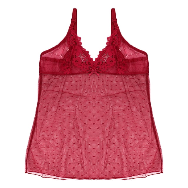Babydoll de mesh con detalles de encaje Carnival mod. 3265 color rojo