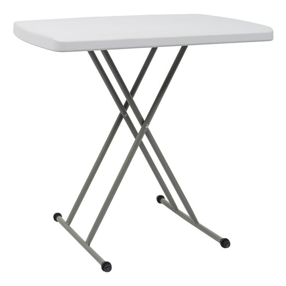 IVV 30x20in Folding Table, White Indoor/Outdoor Utility Table, Height Adjustable, Snack Table Sofa Side Table, Space Saving, White