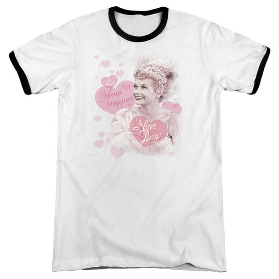 I Love Lucy Show Stopper Adult Ringer T-Shirt White Black