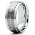 thumbnail image 2 of His and Hers 6mm & 8mm Christian Ring - Tungsten Wedding Band - Cross - Tungsten Wedding Ring, 2 of 7