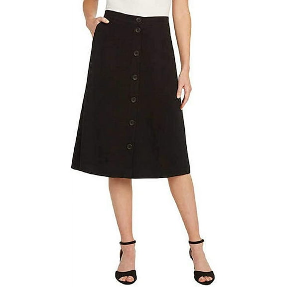Matty M Ladies' Button Front Skirt (Black, Small)