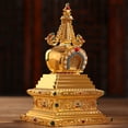 thumbnail image 3 of Traditional Tibetan Stupa Decoration with Pearls Relics Metal Buddhas Pagoda Statue for Meditations and Spiritual Decors, 3 of 10