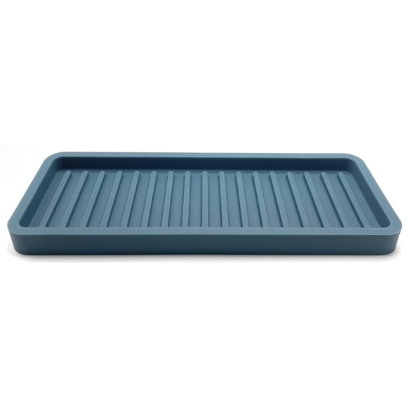 Bandeja organizadora de fregadero de cocina de silicona Happitasa, color azul ahumado