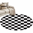 thumbnail image 2 of 3.3ft Round Rug, Simple Black White Checkered Non-Skid Rubber Backing Large Area Rugs - Living Room Bedroom Home Office, Lattice Buffalo Plaid Indoor Floor Mat Carpets Washable Rug, 2 of 9