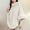 thumbnail image 2 of XFLWAM Women's Fashion Fuzzy Shawl Faux Fur Collar Trim Warm Wrap Cape Soft Comfort Thermal Shawl Winter Outwear White Free Size, 2 of 5