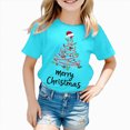thumbnail image 5 of NOLDARES Christmas Shirts Girl Cotton Short Sleeve Tshirts Santa Xmas Tree Bow Graphic Tees,A610-Light Blue, 5 of 6