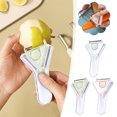 thumbnail image 1 of Cuchillo pelador de frutas y verduras multifuncional 3 en 1 | Cuchillas giratorias de acero inoxidable | Pelado, Loncheado, Juliana | Mango ergonómico antideslizante | Fácil de limpiar | Herramienta, 1 of 9