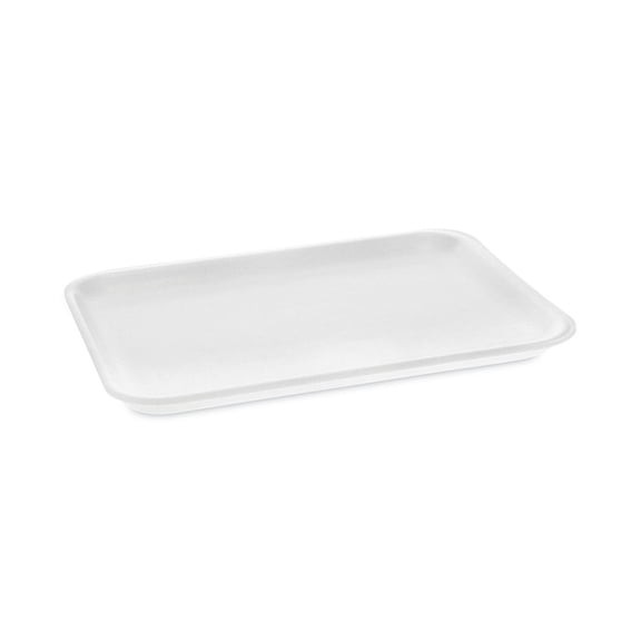 9.13 in. x 7.13 in. x 0.65 in. #4 Shallow Foam Meat Tray - White (500/Carton)