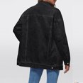 thumbnail image 5 of Stralyhd Jean Jacket Women Long Sleeve Fall Oversized Denim Jacket Classic Jean Coats Light Wash Button Down Trucker Coat with Pockets Black S, 5 of 5