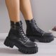 thumbnail image 2 of NECHOLOGY Zapatos Botines de mujer Nuevas botas de mujer con hebilla de cuero con cordones y parte inferior gruesa botas Matsutake pantalones cortos para motocicleta con cabeza redonda (Black 8), 2 of 6