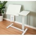 thumbnail image 5 of Adjustable Overbed Bedside Table,Folding Tray Table with Wheels,Mobile Rolling Laptop Stand for Home,Hospital,School,White, 5 of 7