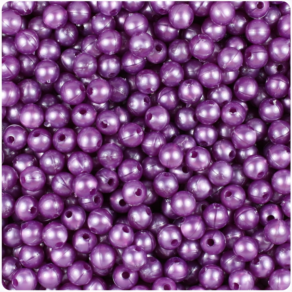 BeadTin Violet Pearl 6mm Round Craft Beads (500pcs)