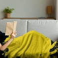 thumbnail image 3 of Vintage Yellow Soft Flannel Fleece Blanket, Hazard Theme Caution Construction Tape Illustration with Grunge Look, Cozy Plush for Indoor and Outdoor Use, 60" x 80", Yellow and Black, by Ambesonne, 3 of 5