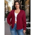 thumbnail image 4 of Cueply Plus Size Cardigan for Women Open Front Button V-Neck Long Sleeve Ribbed Wave Edges Lightweight Sweaters, 4 of 9