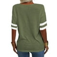 thumbnail image 5 of Stripe Sleeved Women Summer Casual V-neck T-shirt Loose Simple Tops, 5 of 5