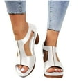 thumbnail image 4 of Viluyesy Women's Block Heels Sandals, Peep Open Soft Sole Comforable Summer 2025 Fashion Shoes White 7.5, 4 of 9