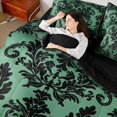 thumbnail image 5 of Manfei Tribal Damask Flower 7pcs Bedding Comforter Set, Green Black Mandala Queen Bedding Sets, Western Bohemian Theme Reversible Queen Sheet Sets, Breathable Home Decor, 5 of 8