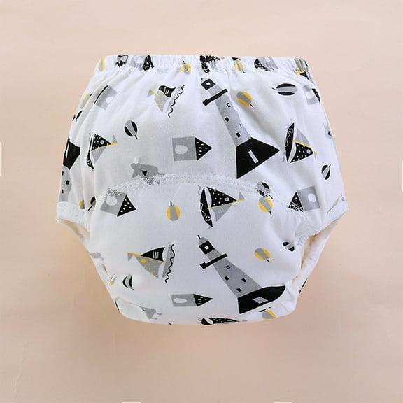 Spazoro Baby Girls Mesh Diaper Pants, Infant Soft Briefs Breathable Cute Print Rewashable Underwear for Girls Boys Gray Size 12 Months